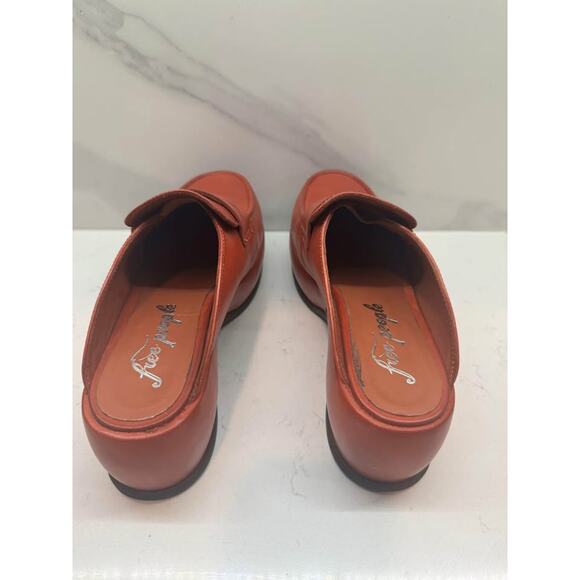 Free People Size 37 Winston Rust Platform Leather Mule Loafer Clog - Picture 8 of 9